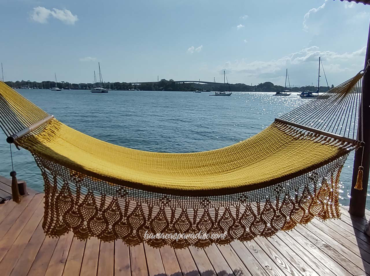 Large Size Family Hammock Saphirs Fringes Hamacas Paradise Internacional